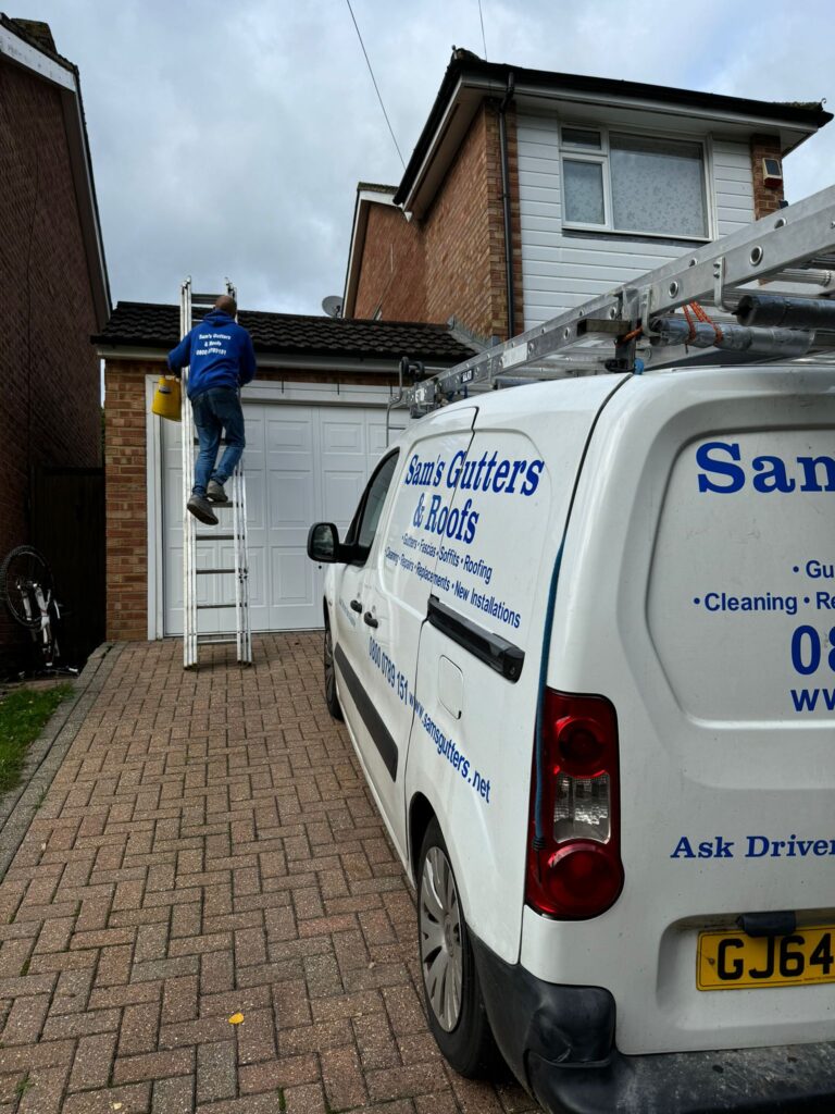 Technician checking the roof